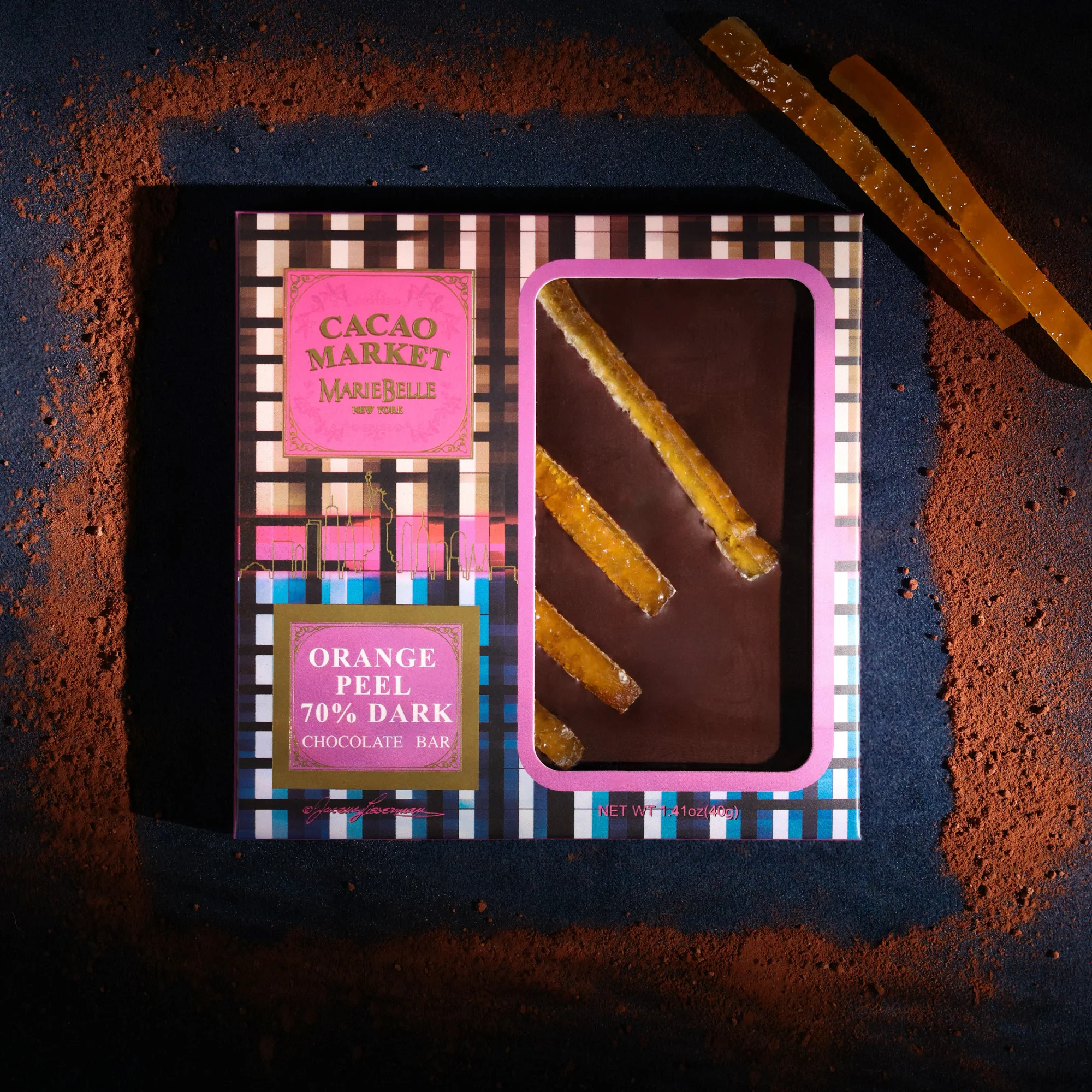 40g Cacao Market • 70% Dark Chocolate Bar with Orange Peels
