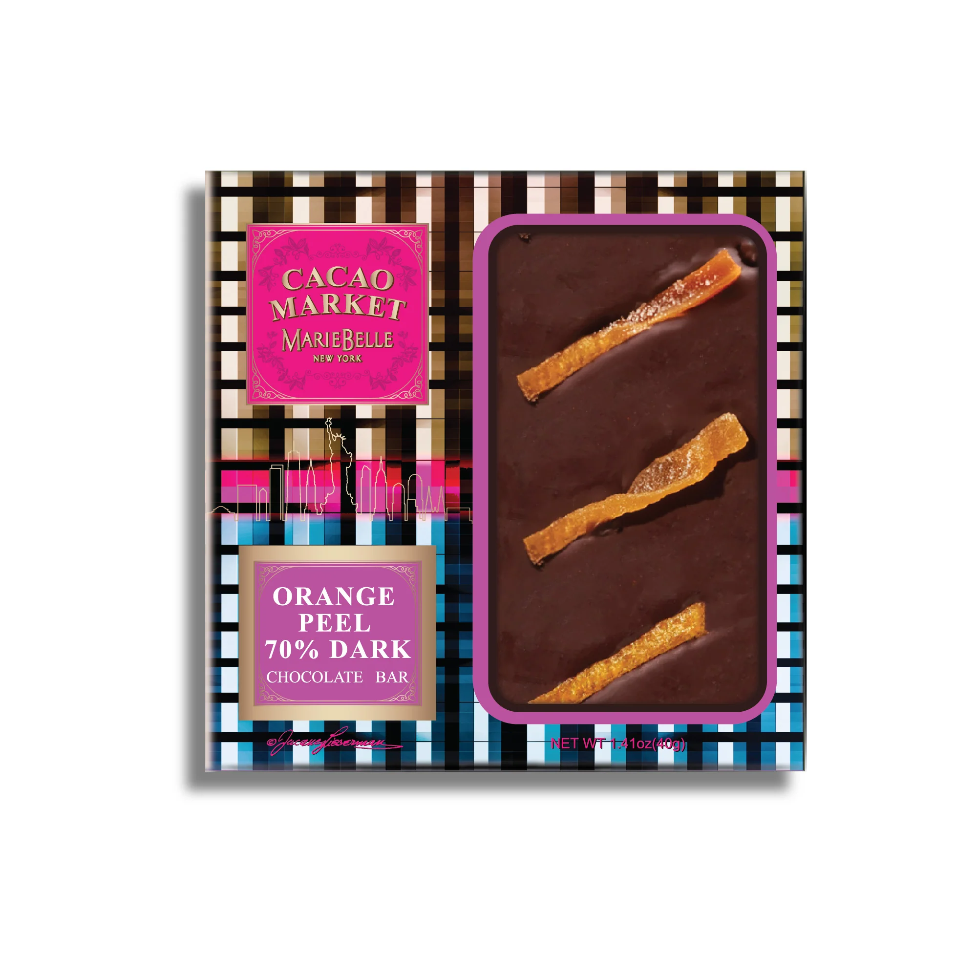 40g Cacao Market • 70% Dark Chocolate Bar with Orange Peels - Image 2