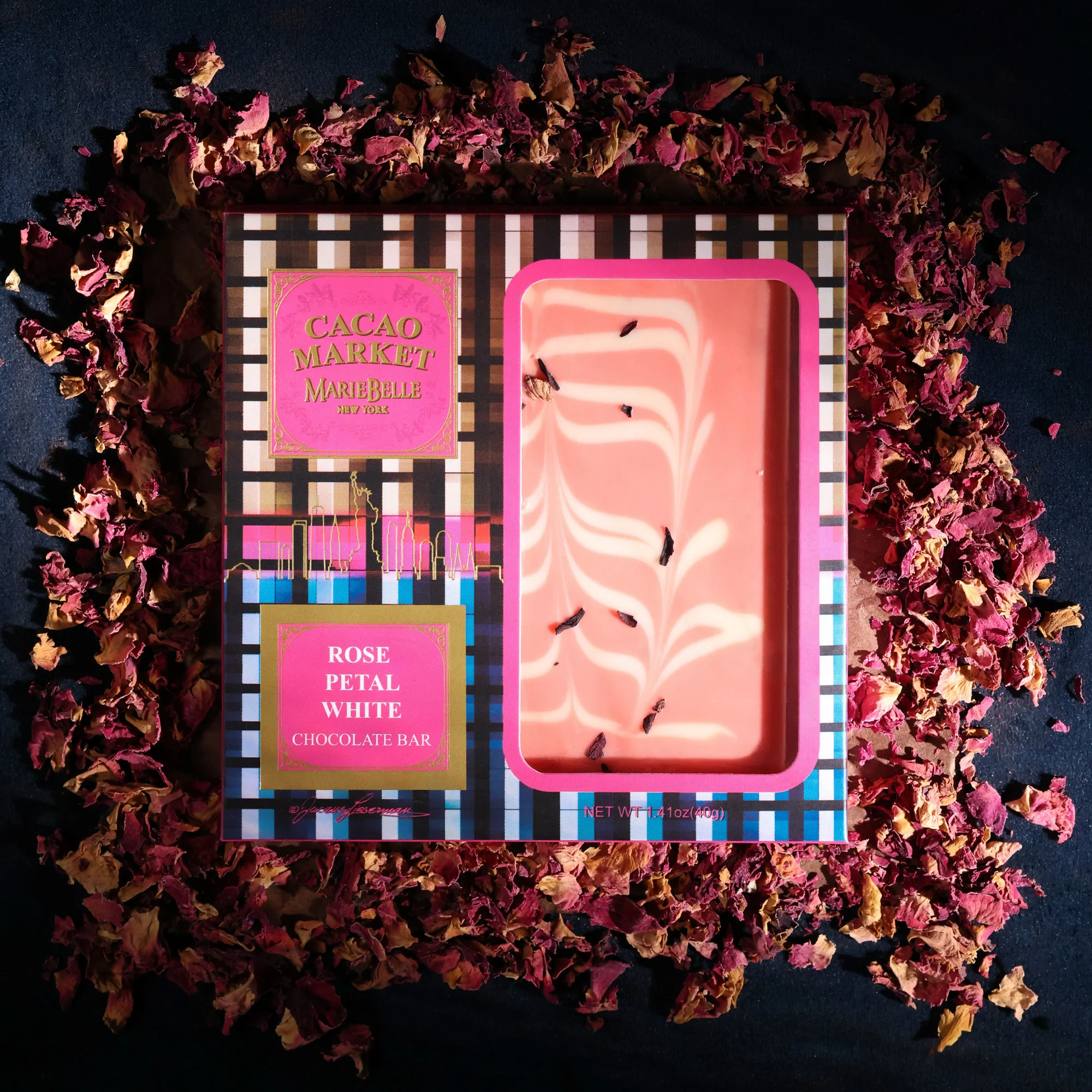 40g Cacao Market • White Chocolate Bar with Rose Petals