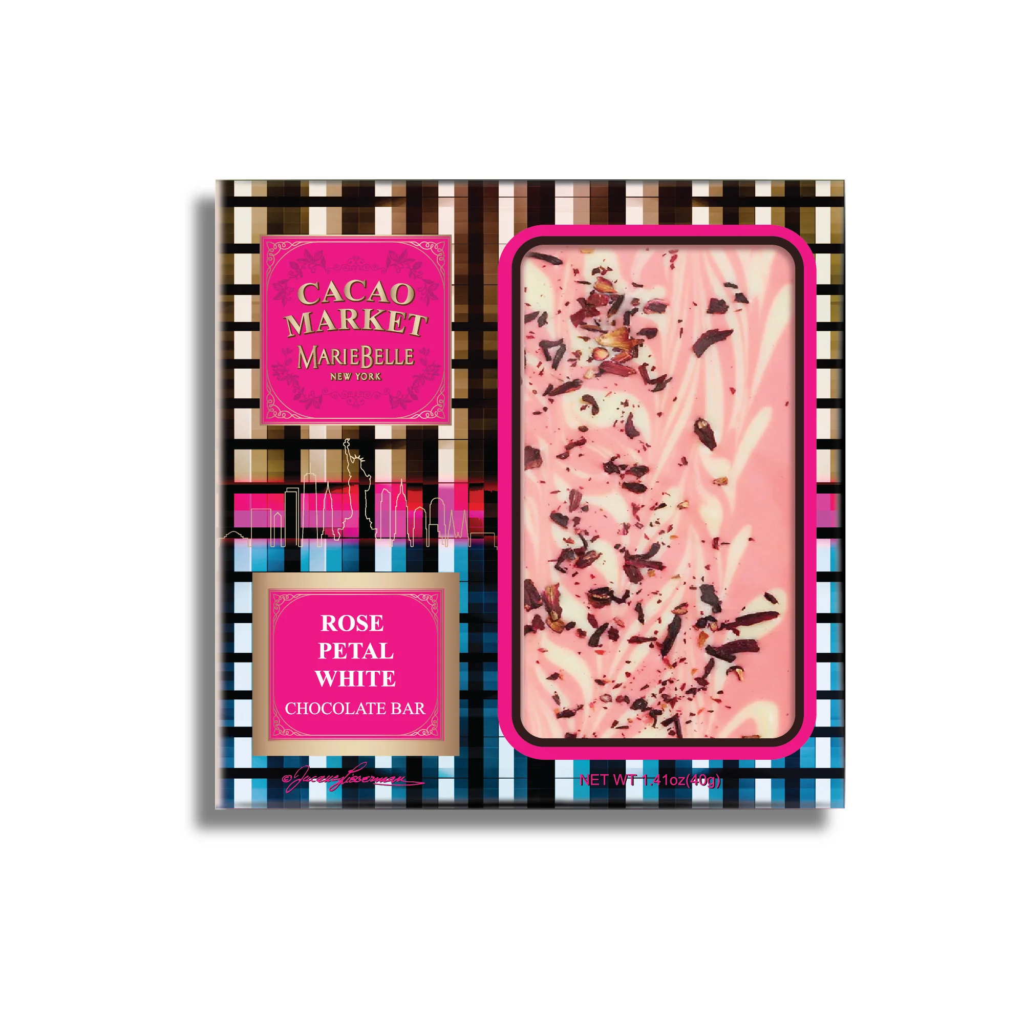 40g Cacao Market • White Chocolate Bar with Rose Petals - Image 2
