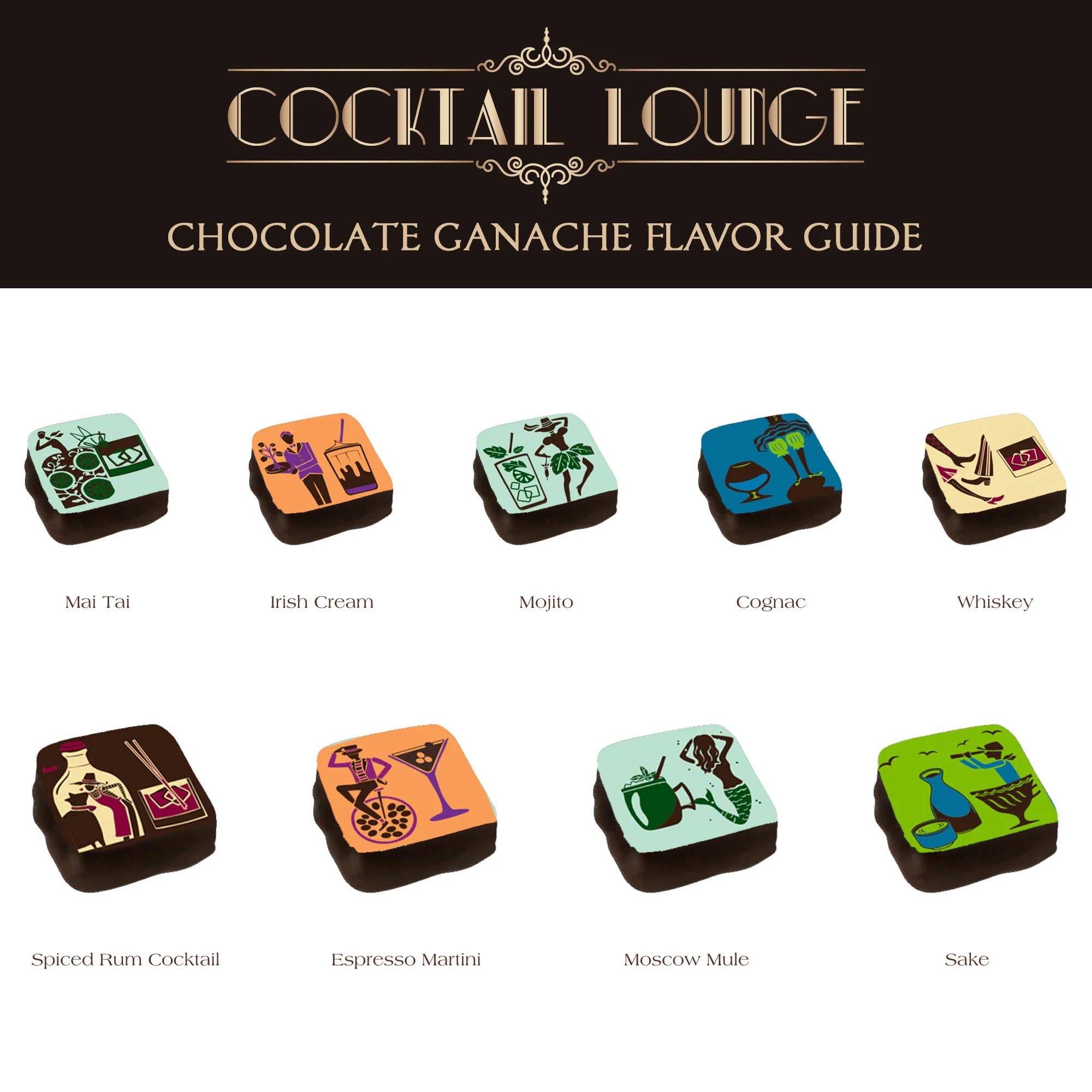 Cocktail Lounge 9pc Alcohol-Infused Chocolate Ganache - Image 3